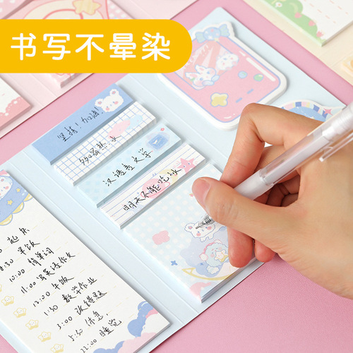 Cute long sticky note set combination cartoon colorful note pad student creative sticky note paper wholesale