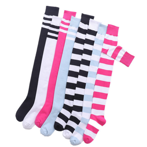 Spring and autumn cotton black and white blue color striped over-the-knee stockings tall thigh socks cos women's socks wholesale trendy socks ins