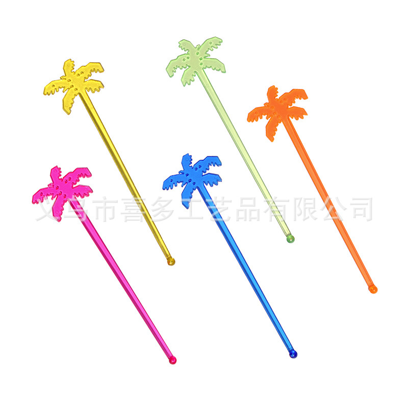 Plástico árbol de coco forma varilla agitación color Shaker bar suministros cóctel jugo decoración café palo 50 unidades