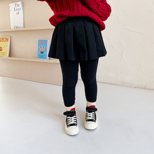 艾摩贝贝双版本女童柔软羊毛拉架假两件裙裤儿童韩版纯色修身裤裙