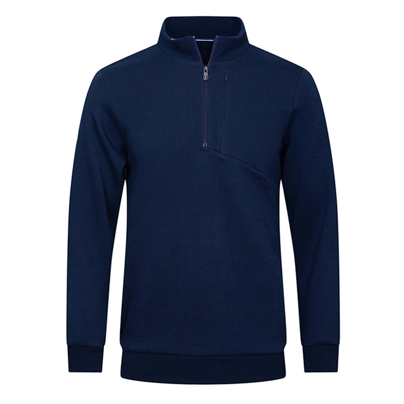 Qiandao Customized New Men's Casual Round Neck Pullover Long Sleeve Sweatshirt Golf Half Chest Zipper Clothing Wholesale Men