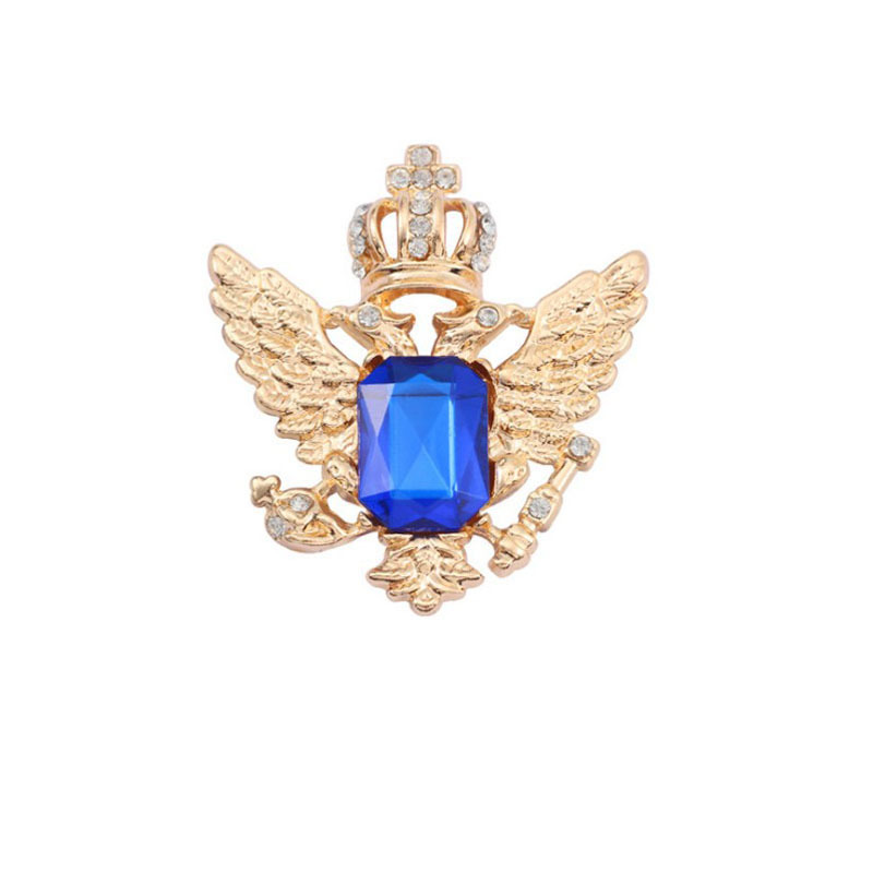 Broche unisexe en forme de couronne et d'ailes d'ange ornée de pierres précieuses - Accessoire de mode polyvalent pour châle ou col._voghion.com