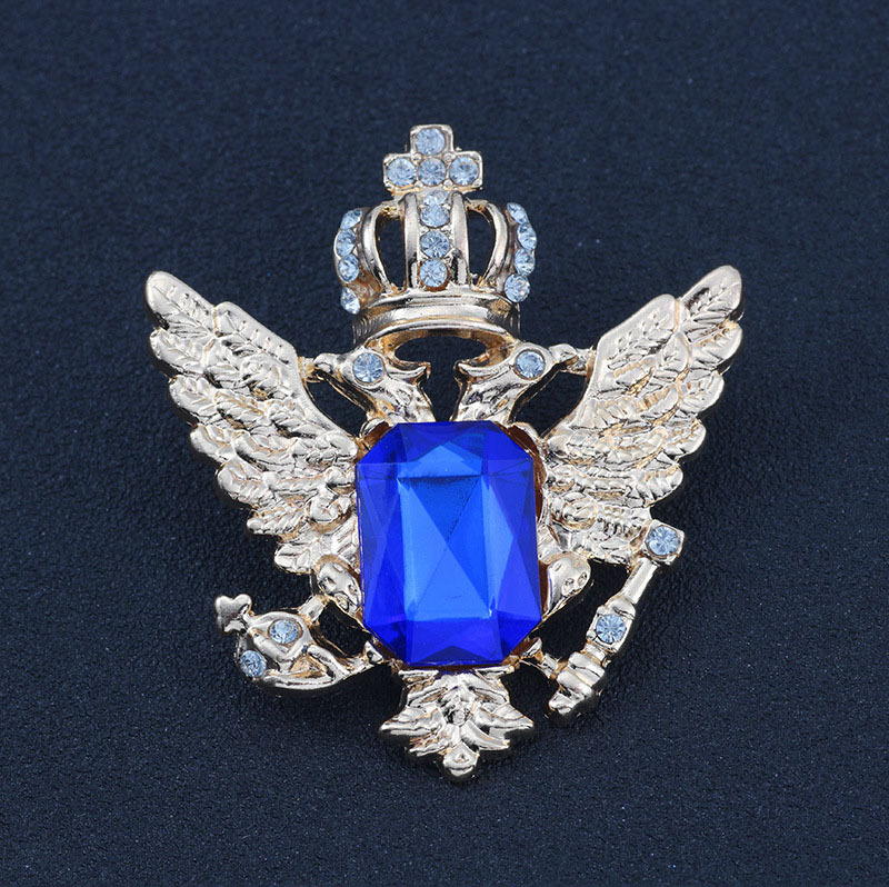 Broche unisexe en forme de couronne et d'ailes d'ange ornée de pierres précieuses - Accessoire de mode polyvalent pour châle ou col._voghion.com