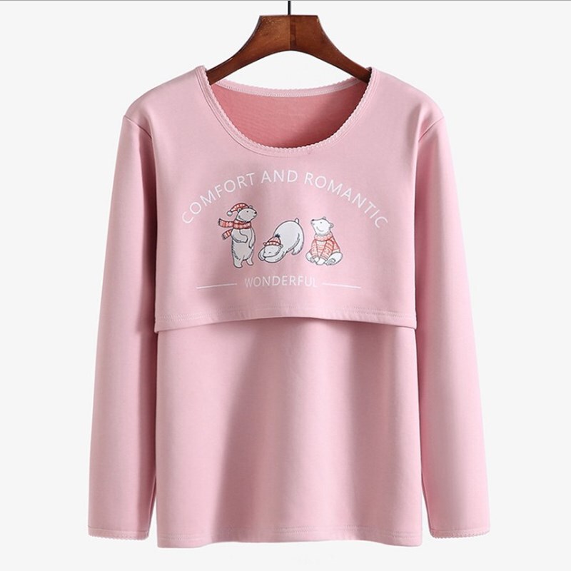 Maternity Nursing Tops Autumn and Winter Women's Base Layer Breastfeeding Postpartum Clothing Plus Size Fleece Thickened Underwear Pregnancy Maternity Nursing Tops Autumn and Winter Women's Base Layer Breastfeeding Postpartum Clothing Plus Size Fleece Thickened Underwear Pregnancy