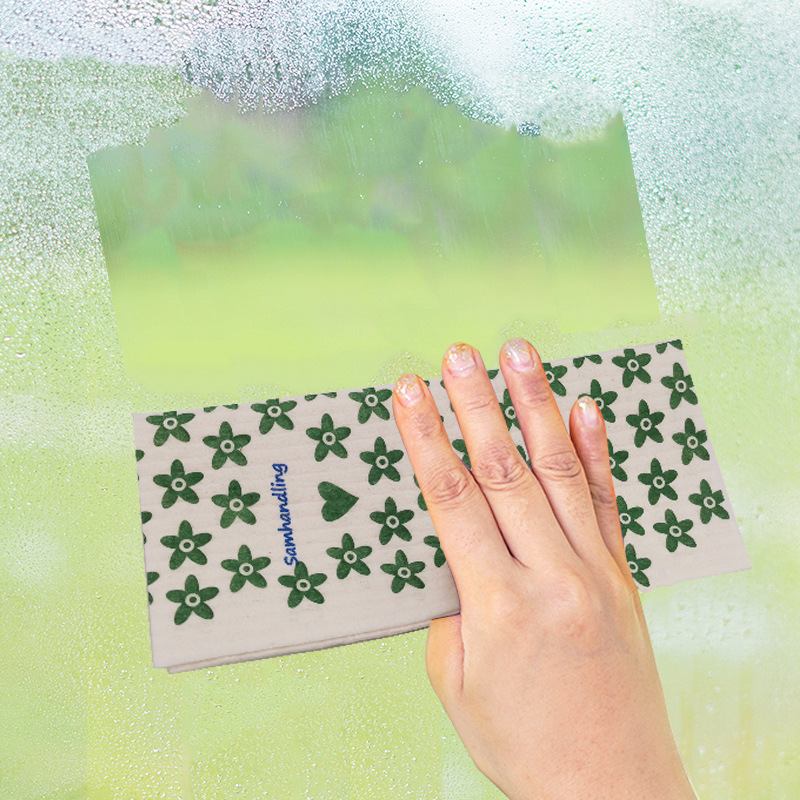 Wholesale quick-drying absorbent wood pulp cotton dishcloth degradable kitchen housework cleaning cloth oil-removing dishwashing towel