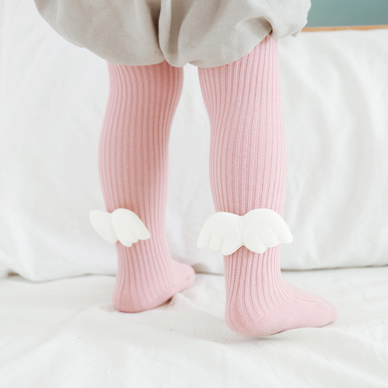 Pantimedias para niños Otoño e Invierno engrosadas polainas de bebé cálido con forro polar alas de estilo coreano calcetines de color sólido para niñas