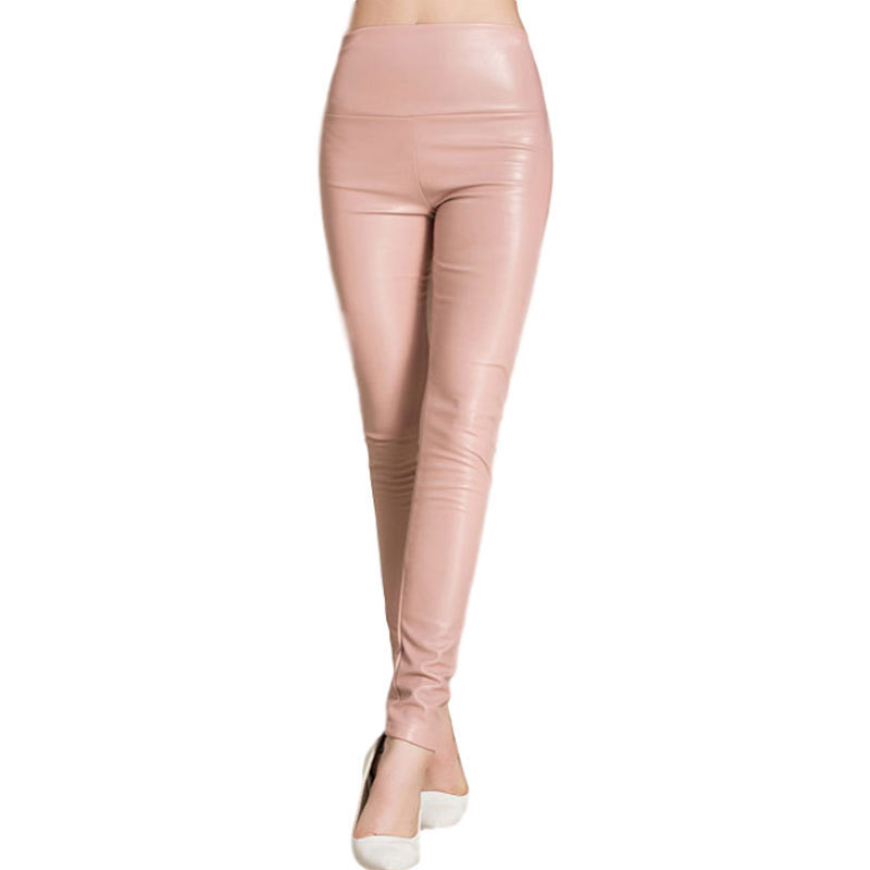 Women's Leather Pants 2026 Spring New Fashion Tight-Fitting Leggings for Outerwear, Fleece-Lined Pu Leather High-Waisted Slim-Fit Foreign Trade Leather Pants