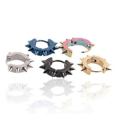 Factory Shipping Men's Titanium Steel Stud Earrings Hip-Hop Piercing Ear Cuffs 5 Colors Mixed Batch Cross-Border Bestseller Yiwu