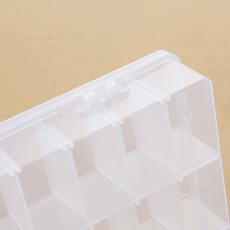 Rectangular transparent PP storage box, 24 compartments for eyelashes & manicure, 19.5×13×3.5 cm