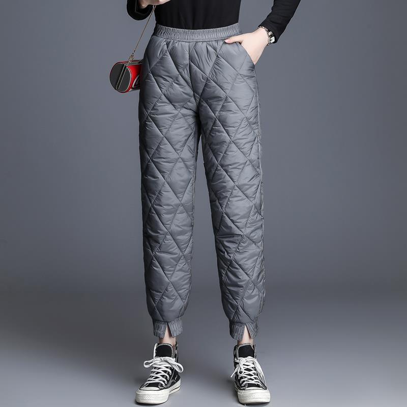 Pantalones de algodón para mujer, aptos para usar al aire libre, nuevo estilo de invierno 2025, gruesos y cálidos, pantalones jogger adelgazantes, de cintura alta, pantalones casuales holgados. image 8