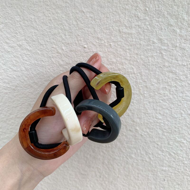 Korean chic Korean Dynasty Dongdaemun Half Ring Minimalist Geometry Acetic Acid Hair Ring Hair Rope Hair Rope Pontail Tie Hair
