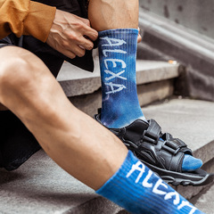 Wholesale tie-dye medium-heel INS personalized street fashion socks