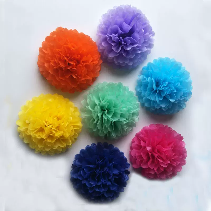 彩色纸花球套装婚房喜庆纸球挂饰生日派对悬挂气氛彩球装饰用品