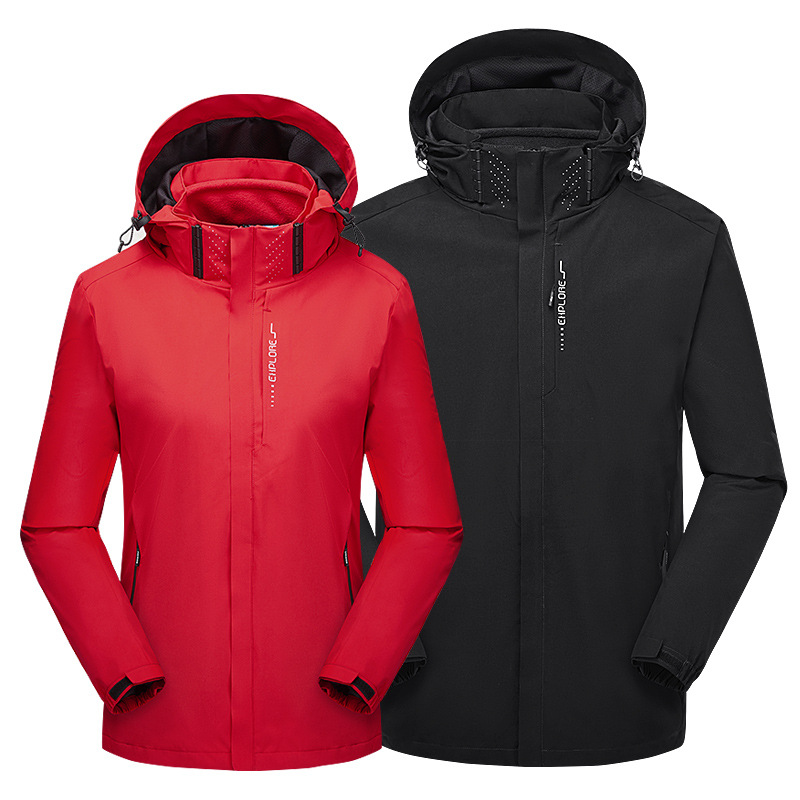 Chaqueta de invierno al aire libre para hombres y mujeres tres en uno de dos piezas chaqueta impermeable a prueba de viento traje de alpinismo de lana LOGO