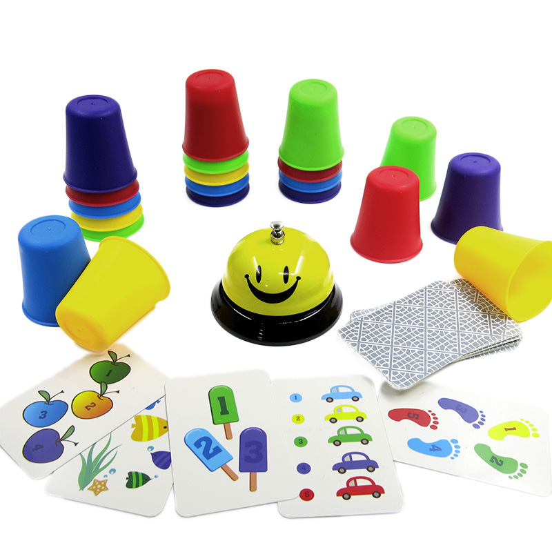 Qizhi para niños educación temprana diversión jengle padre-hijo mini taza de Jenga velocidad competitiva taza plegable juego de mesa juguete