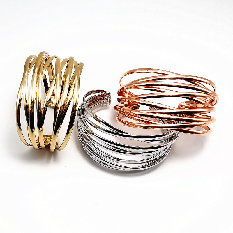 AliExpress best selling European and American fashion bracelet simple semicircle hollow C bracelet trend all-Match Jewelry Wholesale