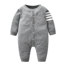 2025秋季新款男宝宝休闲针织毛线哈衣 婴儿绅士男宝宝针织连体衣