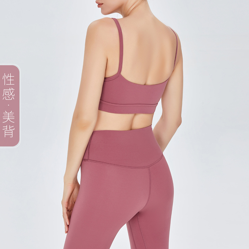 En stock nuevo europeo y americano nude yoga ropa interior deportiva de las mujeres sexy camisola fitness belleza espalda Sujetador deportivo