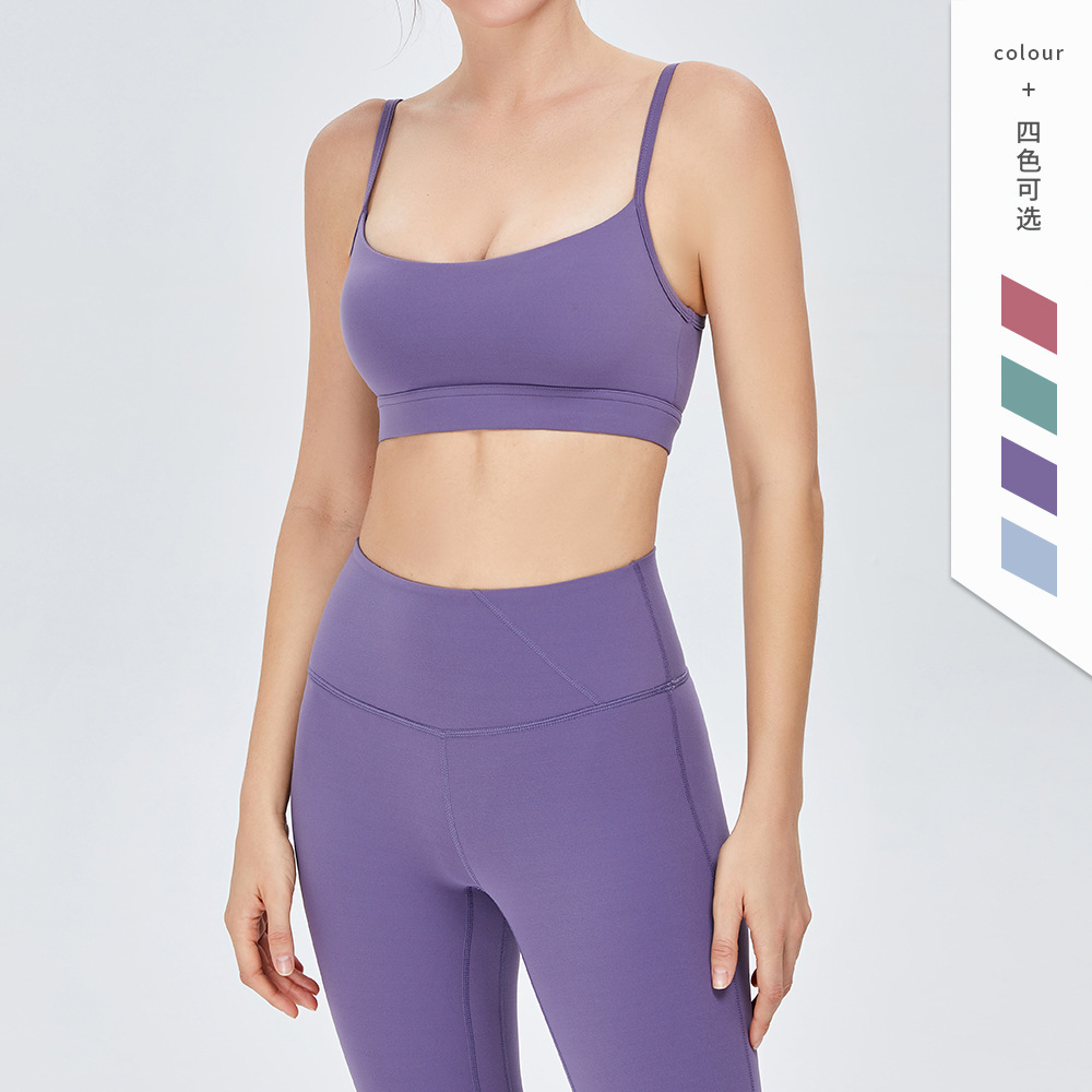 En stock nuevo europeo y americano nude yoga ropa interior deportiva de las mujeres sexy camisola fitness belleza espalda Sujetador deportivo