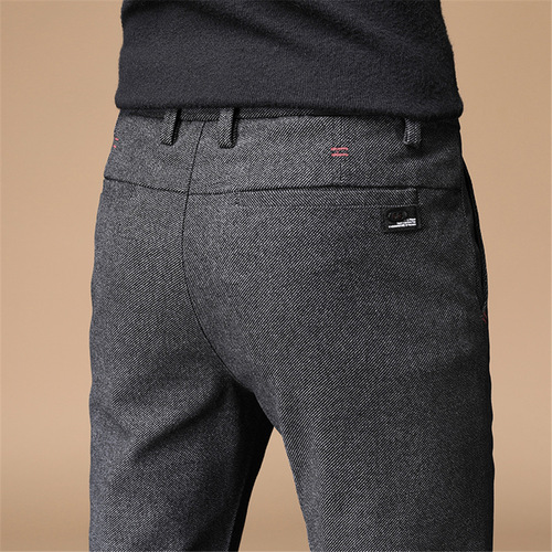 Men's Winter Leisure Pants with Fleece Lining and Thickening 2024 Tailored Straight Leg Youth Men's Pants Winter Wholesale Fleece Men's Pants