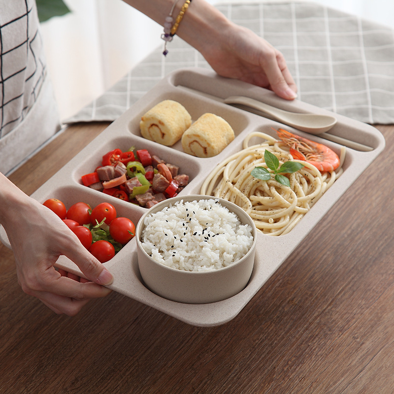 Wheat Straw Student Meal Plate Large Capacity Rectangular Canteen Adult Dinner Plate Drop-resistant Fast Food Plate Split Plate Set Wheat Straw Student Meal Plate Large Capacity Rectangular Canteen Adult Dinner Plate Drop-resistant Fast Food Plate Split Plate Set