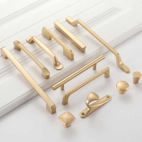 Golden simple aluminum alloy handle cabinet wardrobe handle Nordic modern simple drawer shoe cabinet door handle hardware