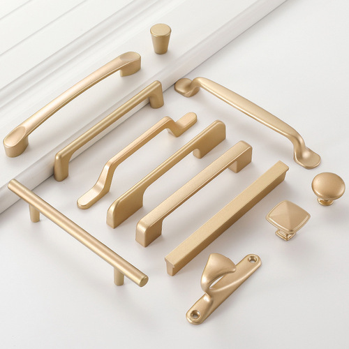 Golden simple aluminum alloy handle cabinet wardrobe handle Nordic modern simple drawer shoe cabinet door handle hardware