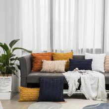 跨境亚马逊ins纯色棉麻靠垫套腰枕地中海现代简约沙发抱枕套ins风