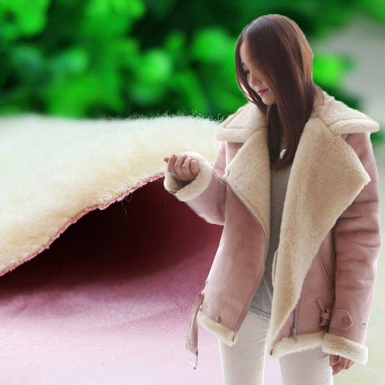 厂家直销 麂皮绒复合平剪绒 仿皮毛一体时尚大衣女装童装面料批发