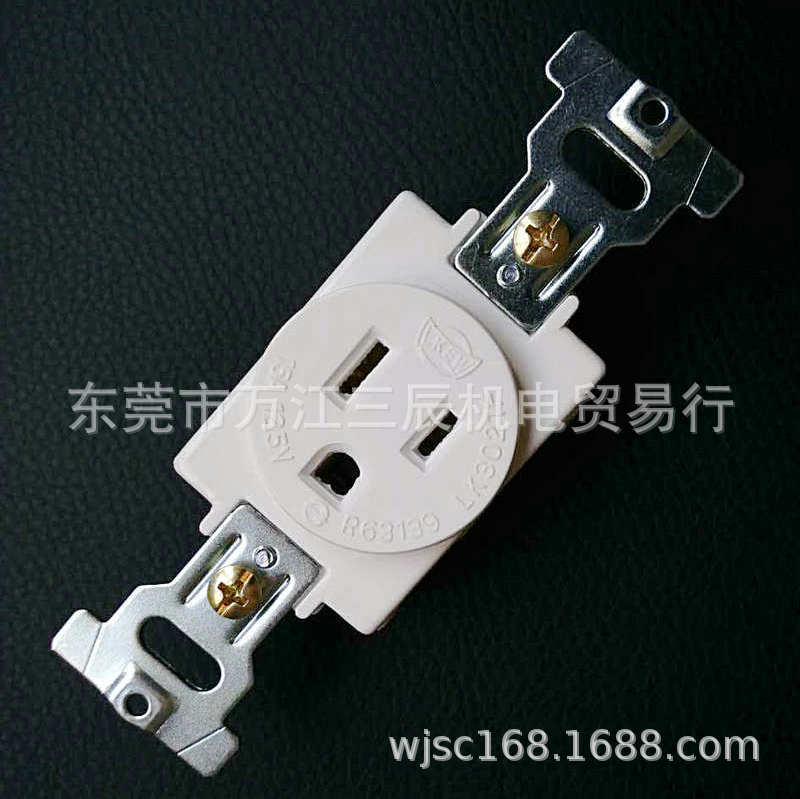 白色15A125V台湾隆光美式插座 LK3021F NEMA 5-15R美标插座WF3002
