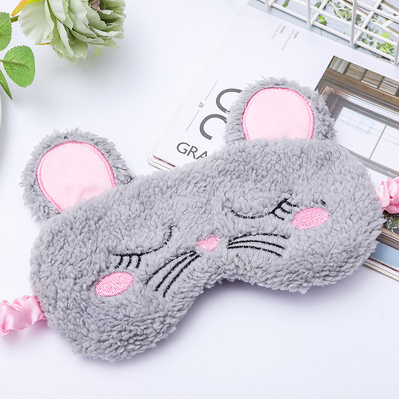 Yiwu fábrica en stock nueva felpa máscara de ojo de dibujos animados animal de doble uso del sueño sombreado máscara de ojo hielo compresa caliente máscara de ojo