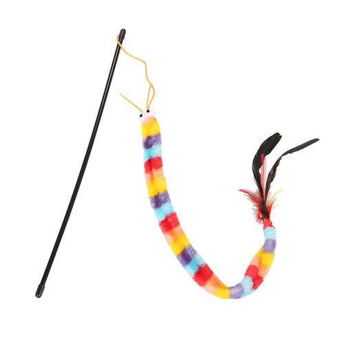 Cat toys rainbow caterpillar feather wand pet cat toy pet supplies factory cross-border exclusive