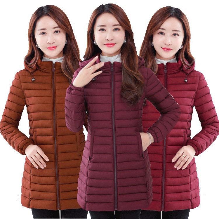 棉袄女中长款大码中老年棉衣外套韩版显瘦女装修身轻薄款棉服
