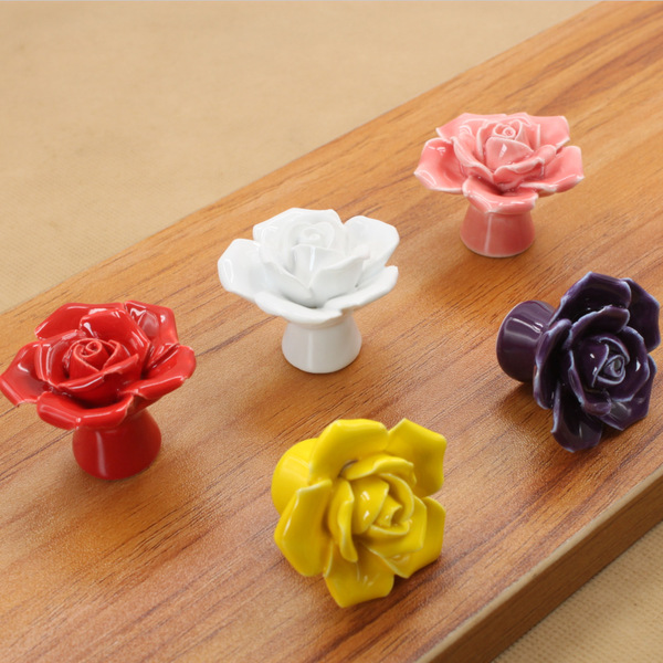 Rose Ceramic Hand Hand Cabinet Wardrobe Handle Cartoon European…