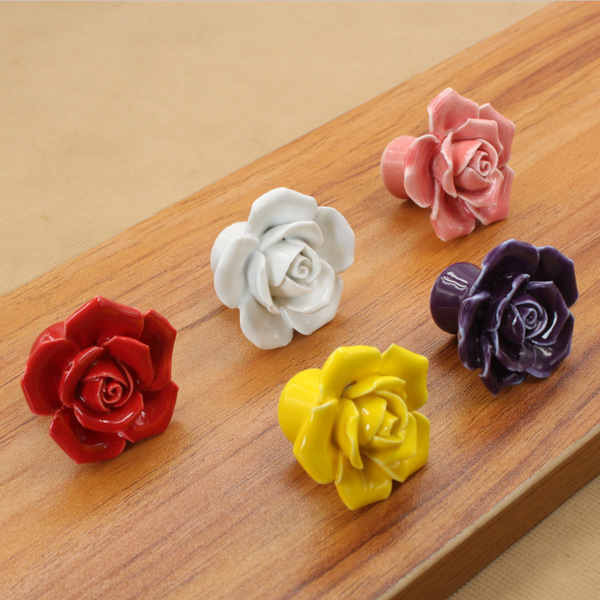 Rose Ceramic Hand Hand Cabinet Wardrobe Handle Cartoon European…