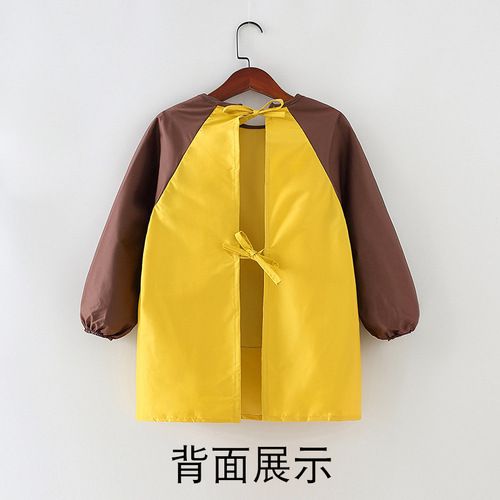 Children's long-sleeved apron waterproof and oil-proof printed kindergarten painting clothes for older children reverse dressing baby eating coveralls