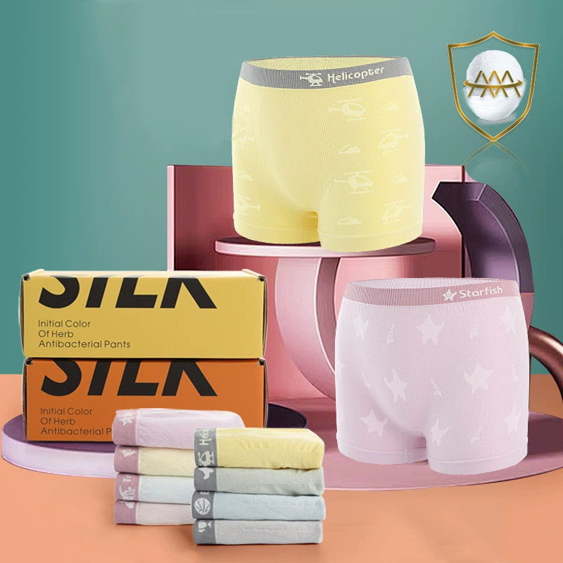 Hehu Голый аммиак Бесшовные шелковые боксеры Влагопроводящие антибактериальные дышащие боксеры от пота Детское нижнее белье в штучной упаковке