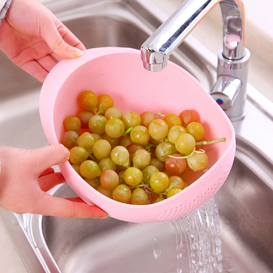 Rice washing colander (plastic) thickened, colorful small & large sizes 23×17.5×12.5 / 28×20×14 cm