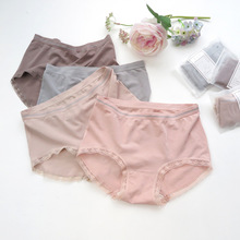 外贸无缝高弹轻薄柔软裸感女士内裤 日单莫代尔中腰三角内裤女
