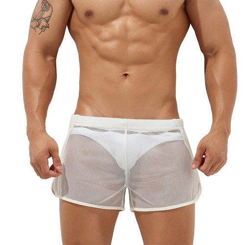 2020 New Shibin Men's Mesh Home Shorts No Lining Transparent Mesh Men's Shorts for Import and Export Factory Wholesale