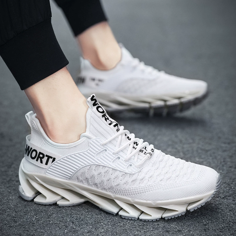 Cross-border AliExpress 2024 Men's Shoes Autumn Breathable Flyweave Casual Men's Trendy Blade Fish Scale Sports Running Shoes