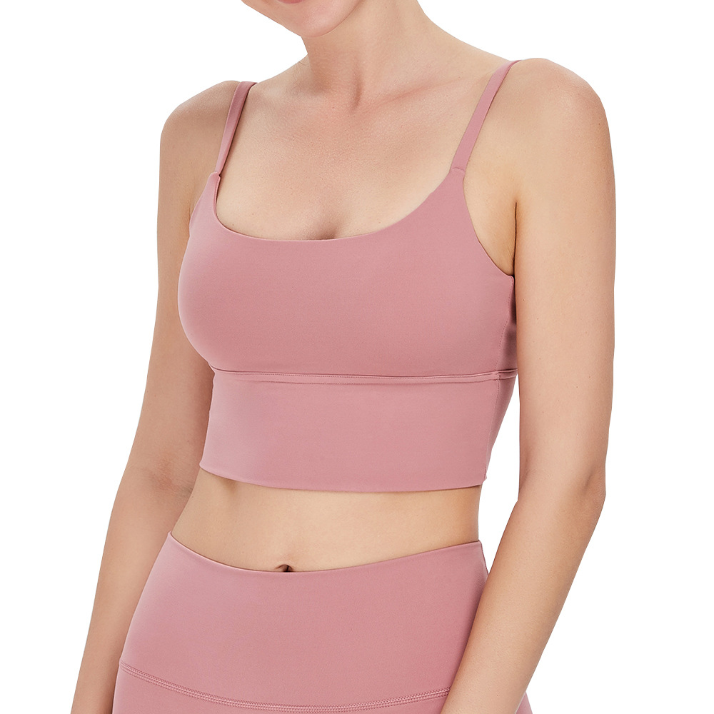 En stock nuevo luplus europeo y americano nude yoga deportes sujetador Correa delgada belleza espalda amortiguador fitness sujetador