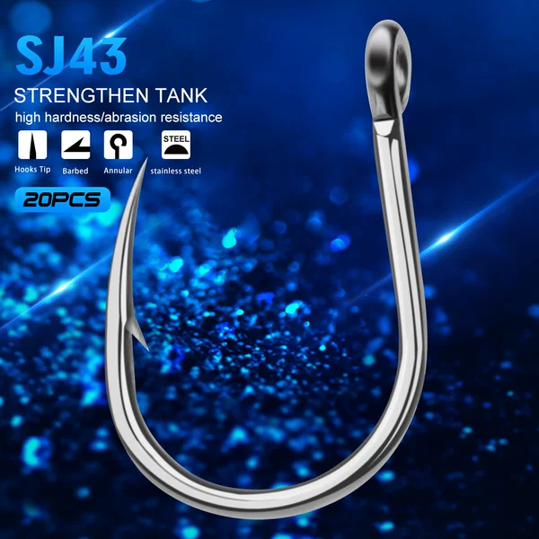 Proberos High Carbon Steel Sea Fishing Stainless Steel Hook with Barb and Ring Hook Resistant to Seawater Corrosion Boat Fishing Hook Iron Plate Hook