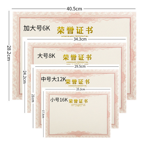 Certificate of Honor inner page wholesale certificate inner core 120g double offset paper lace shading hot stamping certificate certificate printing