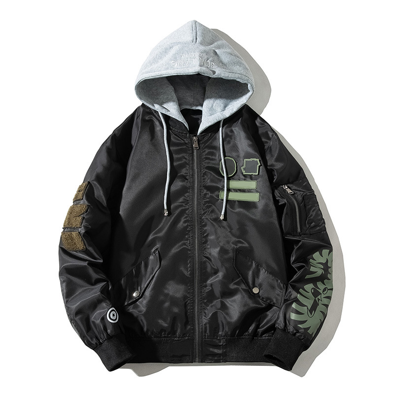 Marca de moda japonesa MA1 chaqueta de piloto de la Fuerza Aérea hombres y mujeres Otoño e Invierno engrosada pareja uniforme de béisbol chaqueta con capucha