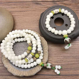 白玉菩提根莲花手串108颗菩提佛珠念珠男女单圈手链饰品厂家批发