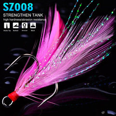 拋錨鈎漁具野釣三本鈎帶羽毛掛件有倒刺三錨魚鈎 垂釣漁具批發