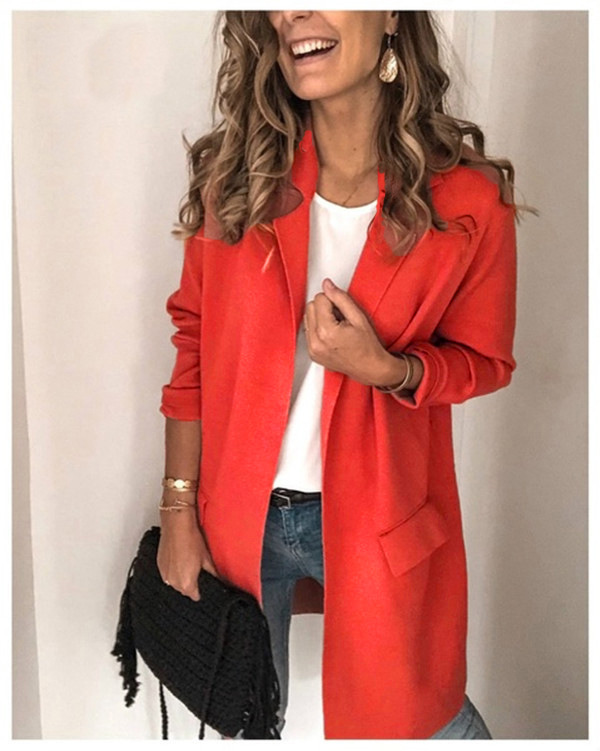 Saco Blazer para Mujer de Poliéster, Manga Larga con Cuello de Traje, para Otoño e Invierno