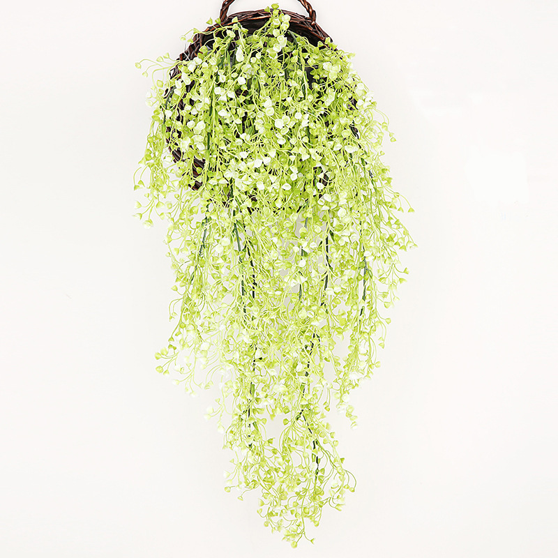 Artificial Golden Bell sauce colgante de pared hogar restaurante decoración de la pared colgante de pared de ratán de plástico decoración de la pared de la planta colgante cesta de la flor al por mayor