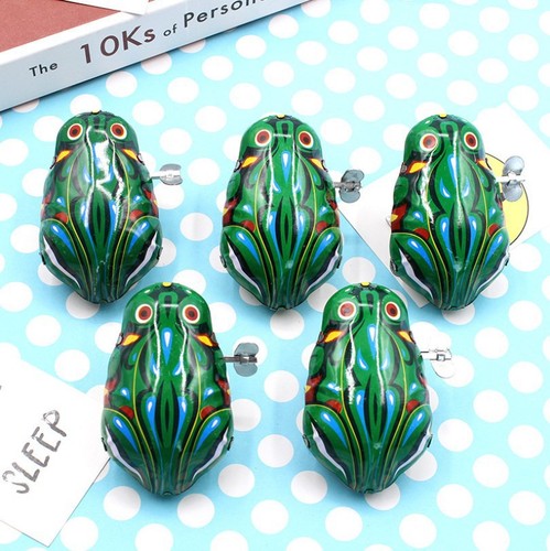 Vintage Iron Frog Clockwork Toy for Babies, Wind-Up Iron Frog Classic Street Stall Toy Wholesale Gift Award